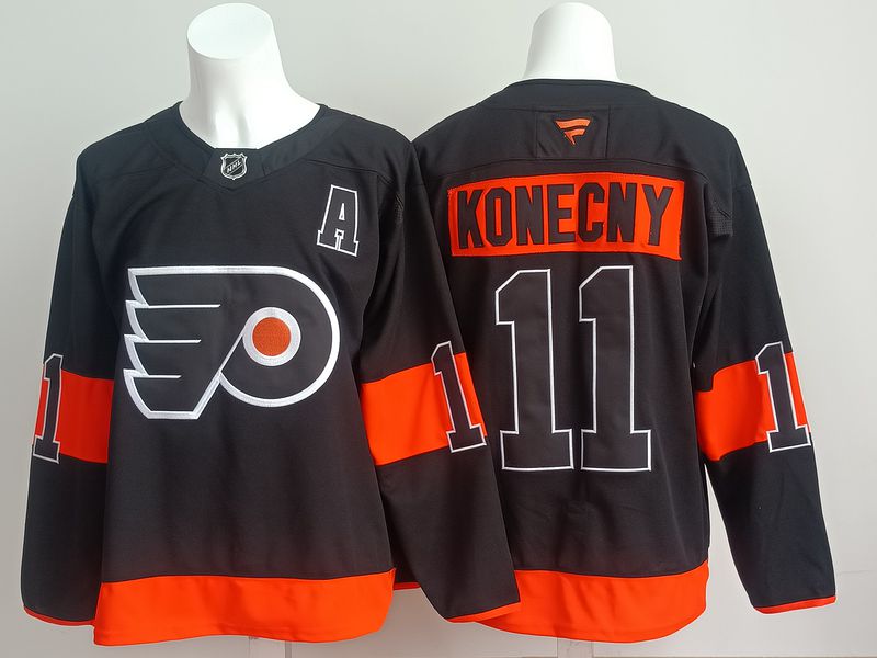 Men 2025 Philadelphia Flyers #11 Konecny Black Fanatics Home Premium NHL Jersey style 1